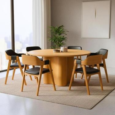 Imagem de Conjunro Jantar Mesa Palmas Redonda c/ 6 Caderias Linha Alta - LCN Móv