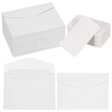 Imagem de PATIKIL Conjunto de 100 mini envelopes com cartões em branco, 11,4 x 8 cm cartões de notas e envelopes em branco para presente de casamento, convite de formatura, feriado, dia de Ação de Graças, Natal