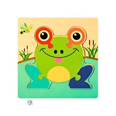 Imagem de Quebra Cabeca MDF Mini 6 Pecas Toymix Sapo 15x15x0,3cm Brinquedo Educa