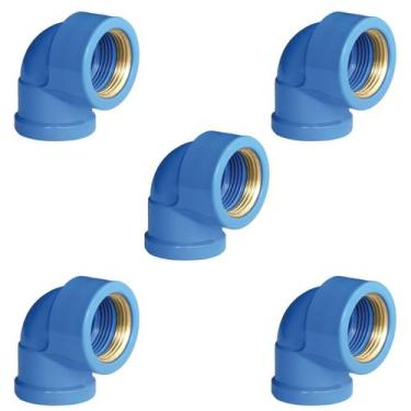 Imagem de 5 Unidades Joelho LR Bucha Latão 25x1/2" Azul - Plastilit/Multilti
