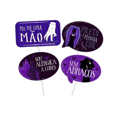 Imagem de Placas Decorativa Divertida Wandinha c/4 unidades Festcolor