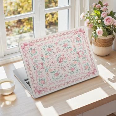 Imagem de iCasso Capa compatível com MacBook Air de 13 polegadas M4 M3 M2 2025 2024-2022 versão modelo A3240 A3113 A2681, capa rígida de plástico com padrão protetor resistente 13.6 MacBook Air, retrô laço rosa