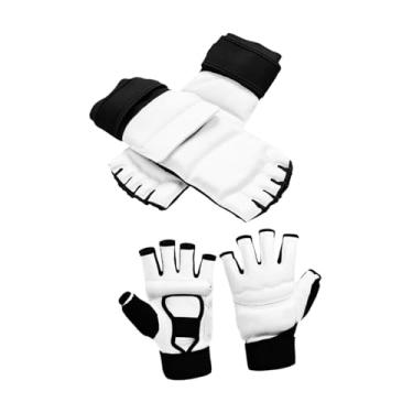 Imagem de Colaxi Equipamento de treino de karatê e taekwondo, proteção para pulso, luvas respiráveis ​​de meio dedo para crianças, artes marciais, homens e mulheres, L
