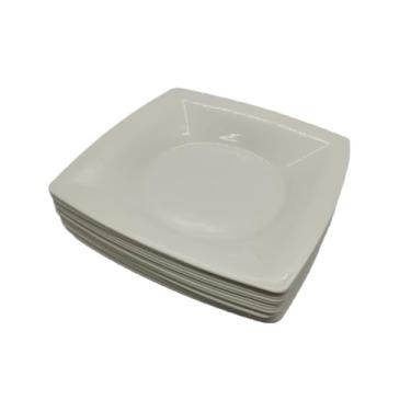 Imagem de Jogo De Pratos 25 PeçAs | Pratos Quadrados Fundos Em PláStico ReutilizáVel E Resistente | Ideal Para Festas, Churrascos, Lanches E Dia A Dia | Cores Variadas(20 Pratos,Branco)