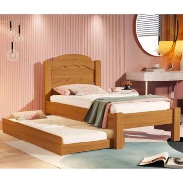 Imagem de Cama Solteiro + Auxiliar Embutida 100% MDF Solução 2 em 1 para Quartos Pequenos (Nature)