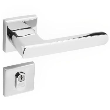 Imagem de Conjunto De Fechadura 454 Em Inox Externa St255 Roseta 333 De Inox Polido - 43103039-4...