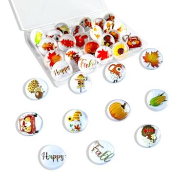 Imagem de 24 peças de pinos decorativos de Ação de Graças para quadro de cortiça, adesivos de quadro de avisos, parede de recursos, cubículo, mesa de escritório ou decoração de casa (tema de outono)