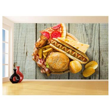 Imagem de Papel De Parede Alimentos Lanches Hotdog Pizza 3,5M Al462