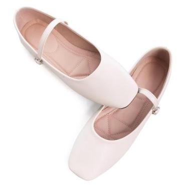 Imagem de Sapatilhas de balé WENJIAZHIZHI femininas Mary Jane, bege, tamanho 10