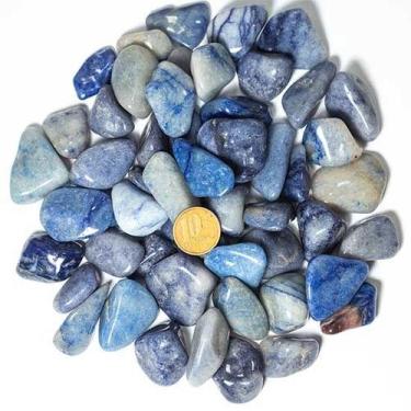 Imagem de 1 kg de Quartzo Azul Celeste - Pedra Natural Rolada de 20 a 35mm - Cla