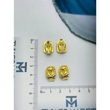 Imagem de Brinco Orgânico de Pressão - Par - Banho de 02 Milésimos de Ouro com V