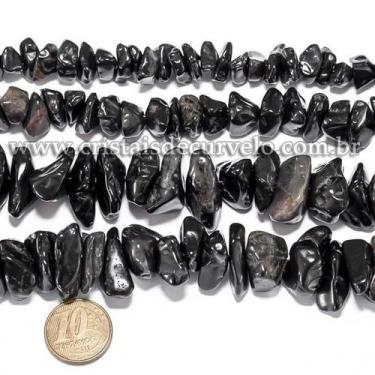 Imagem de Fio de Onix Preto Rolado Furado 50cm para Pulseira Artesanal - Cristai
