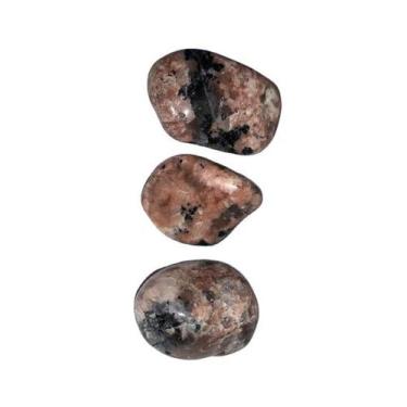 Imagem de 03 Turmalina Preta no Feldspato Natural Rolado - Conjunto de 3 Pedras 