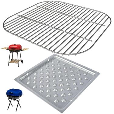 Imagem de Peças de churrasqueira para substituição de churrasqueiras a carvão Americana Walk-A-Bout, Sizzler, Swinger & Traveler, 1 peça de grelha de carvão 1025.8.001 e 1 peça 1040.8.001 Kit de cinzeiro para