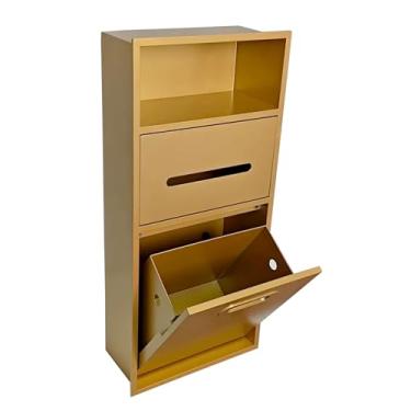 Imagem de SLVUAFRN Nicho de banheiro de aço inoxidável, rack de armazenamento de papel higiênico, nicho de chuveiro embutido à prova d'água para armazenamento de banheiro (ouro, 30 x 66 x 14 cm)