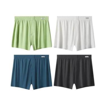 Imagem de Cuecas Boxer Masculinas De Tamanho Grande, Respiráveis, De Seda Gelada