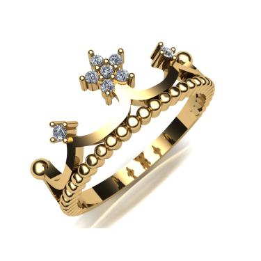 Imagem de Anel Coroa Ouro Feminino Diamantes 18k