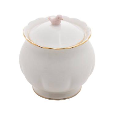 Imagem de Açucareiro de Porcelana Branca Birds Design Plate Colorido 11x10cm Wolff