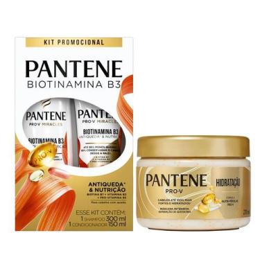 Imagem de Kit Pantene Biotinamina Shampoo 300ml + Condicionador 150ml + Máscara 