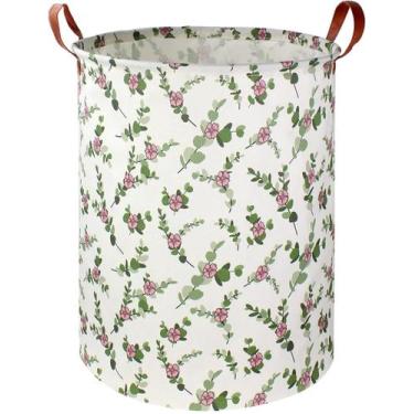 Imagem de Cesto de roupa suja NTAOHAMPER, grande lona redonda, linho, eucalipto