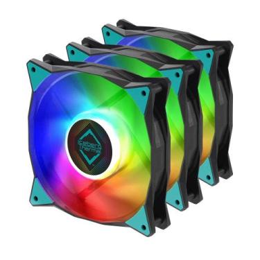 Imagem de Kit com 3x Cooler FAN Iceberg Thermal IceGale ARGB 120mm Preto e Branc