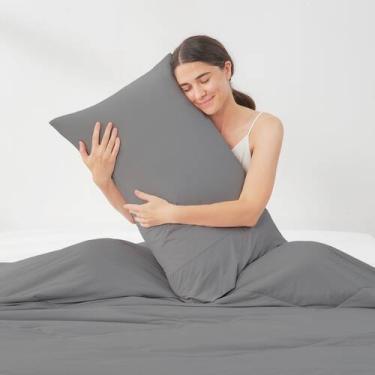 Imagem de Fronhas Refrigerantes Cozy Bliss Queen Size, conjunto de 2, cinza escu