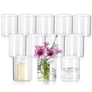 Imagem de Vaso: cilindro de vidro Glasseam, 10 cm, transparente, conjunto de 12