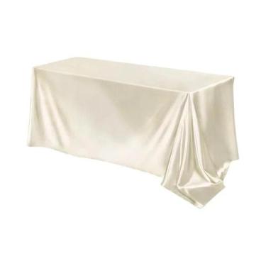 Imagem de Toalha De Mesa Retangular De Cetim Branca E Rosa, Brilhante, Lisa, Cor