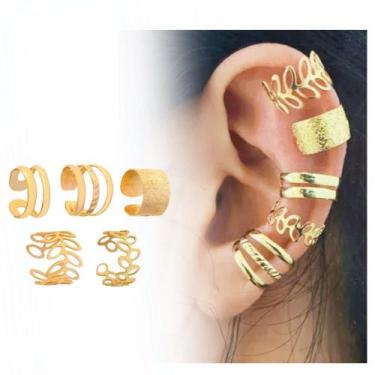 Imagem de Brincos Conjunto Kit 5 Ear Cuff Pressão Estilo Elegante e Versátil - W