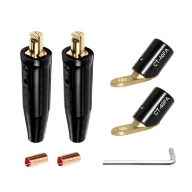 Imagem de JZWELD 2 conectores de cabo de soldagem LC-40 e 2 terminais de soldagem CT-40FA, conectores rápidos de cabos de soldagem 1/0 e 2/0 (50-70 mm²) Capacidade de tamanho do cabo para acessórios de máquina