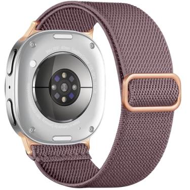 Imagem de DaQin Pulseiras elásticas para Galaxy Watch 8 de 40 mm e 44 mm/Galaxy Watch 8 Classic de 46 mm e feminino, tecido macio com um clique, sem lacunas, pulseira esportiva de nylon compatível com Samsung