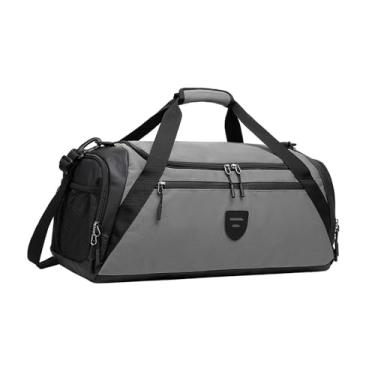 Imagem de oshhni Bolsa de ginástica Bolsa de mão à prova d'água com alça de ombro Bolsa de mão para pernoite Bolsa de fim de semana para homens Mulheres Natação Viagem, Cinza