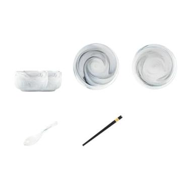 Imagem de Pratos e pratos coloridos de mármore de cerâmica são requintados e resistentes a altas temperaturas para uso doméstico - embaçamento - 8 peças [Lite]