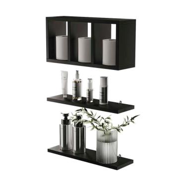 Imagem de Kit Nichos Prateleiras Provença Para Banheiro Decorativo Preto