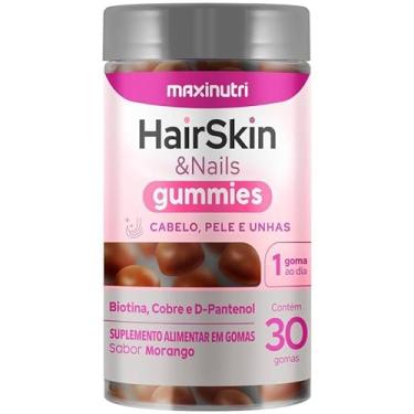 Imagem de HairSkin & Nails Gummies Maxinutri, Suplemento em Gomas Sabor Morango com Biotina, Cobre e D-Pantenol, 30 Gomas
