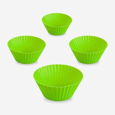 Imagem de Kit com 12 Forminhas de Silicone Premium Cupcake | BPA Free, Antiaderente, Forno e Airfryer (Verde)