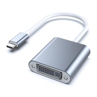 Imagem de Adaptador USB C para DVI, adaptador tipo C para DVI [compatível com Thunderbolt 3/4] com iPhone 15 Pro/Max, MacBook Pro/Air 2023, iPad Pro, iMac, S23, XPS 17, Surface Book 3 e mais - cinza