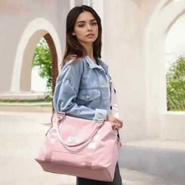 Imagem de Bolsa esportiva de viagem, bolsa esportiva de ombro à prova d'água, à prova d'água, para esportes, viagens, academia, Rosa, 51 x 34 x 13 cm, Casual