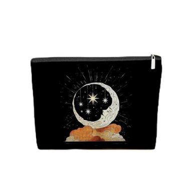 Imagem de Bolsa de maquiagem de cogumelo gótico, bolsa de cosméticos de esqueleto de caveira gótica para mulheres, presentes góticos para mulheres, bolsa de maquiagem colorida com zíper de cogumelo, Preto 03