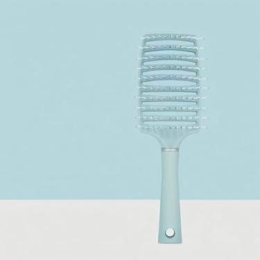 Imagem de Escova de cabelo, escova profissional curvada ventilada para secagem mais rápida para mulheres, homens, escova desembaraçadora para cabelos lisos e cacheados secos molhados (azul)