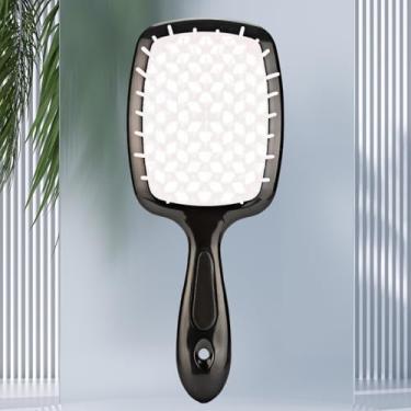 Imagem de Escova de cabelo penteada de favo de mel escova curvada ventilada para mulheres e homens escovas de cabelo desembaraçantes para cabelos cacheados secos molhados e grossos branco preto 5