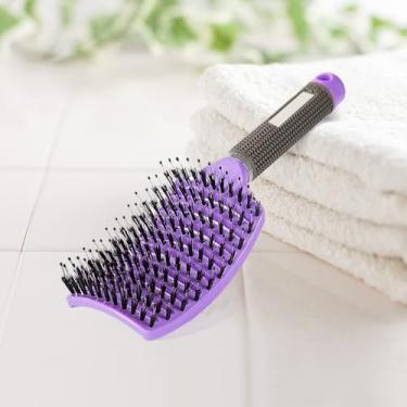 Imagem de Escova de cabelo, escova ventilada para secagem mais rápida, escova desembaraçadora, escova de cabelo para cabelos lisos e cacheados secos molhados (roxo)