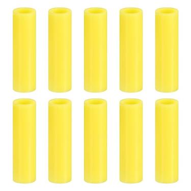 Imagem de 10 pontas de canudo de silicone, capas de palha de metal, pontas de canudos reutilizáveis macias adequadas para canudos de aço inoxidável de 8 mm/0,31" OD, amarelo