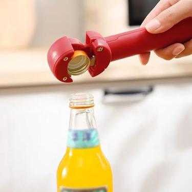 Imagem de Abridor de frascos 3 em 1 para idosos com artrite, abridor de lata magnético multiretrátil, tampa de frasco com dente deslizante flexível, fácil aderência e armazenamento, utensílios de cozinha