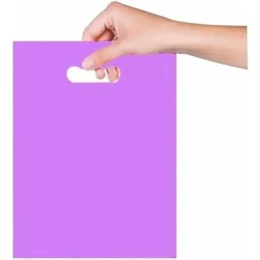 Imagem de Kit 100 Sacolas Plásticas Boca Palhaço 30x40 Alça Vazada – Cores (Amarelo, Azul, Branco, Pink, Preto,Lilas,Rosa Vermelho (Lilas)