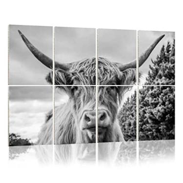 Imagem de Art Acoustic Panels Close up a cow Pacote com 8 painéis decorativos de parede com absorção de som, cancelamento de ruído, acolchoamento à prova de som para casa e escritório, 122 x 81 cm