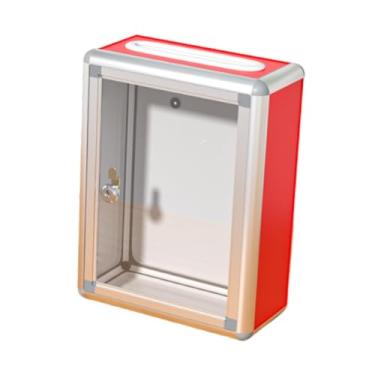 Imagem de Generic Caixa de doação com fechadura Caixas de cartão postal de presente transparentes Recipiente para arrecadação de fundos Caixa de caridade para sugestão, Slot Superior