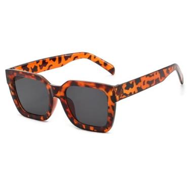 Imagem de JRLLFD Óculos de sol femininos de luxo, armação grande, masculino, para dirigir, UV400 (cinza leopardo)