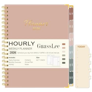 Imagem de Agenda grande 2026, agenda semanal e mensal de janeiro de 2025 a dezembro de 2026, agenda diária de trabalho e vida com horários, organizador de agenda A4 para escritório escolar em casa, rosa, 21,6 x
