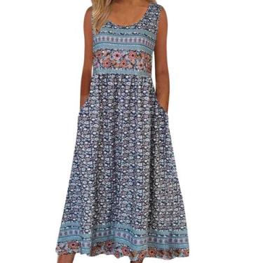 Imagem de Vestido maxi Medlor Boho com estampa floral sem mangas para mulheres